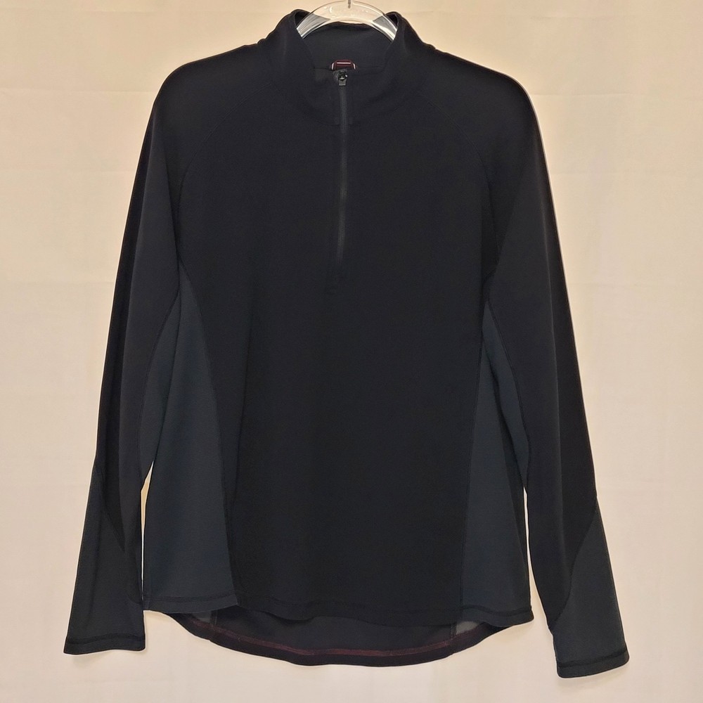 Gap Y2K Black Nylon Knit 1/4 Zip Long Sleeve Pullover Athletic Fit Men's Large
