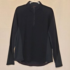 Gap Y2K Black Nylon Knit 1/4 Zip Long Sleeve Pullover Athletic Fit Men’s Large