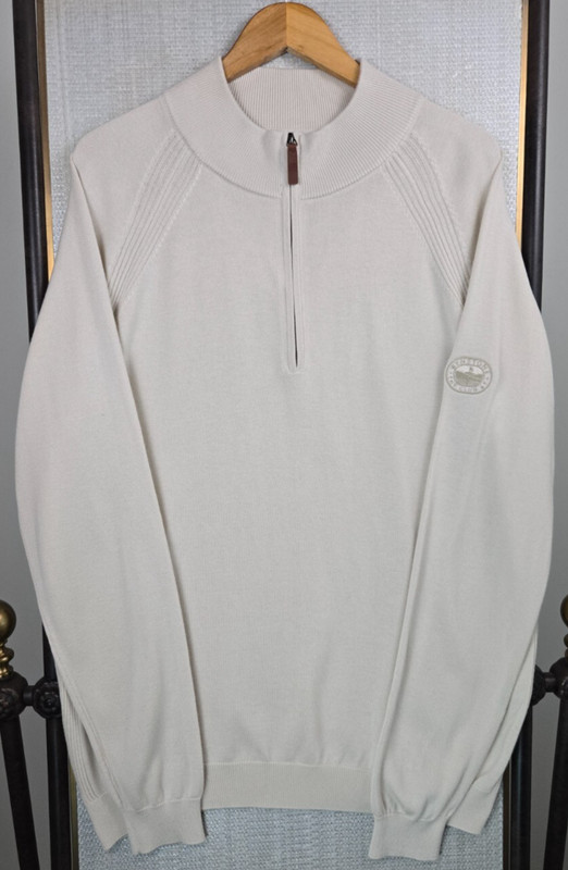 FOOTJOY x WYNSTONE Mens 1/2 Zip Wool Blend Sweater Size XL Pullover Ivory Golf gallery
