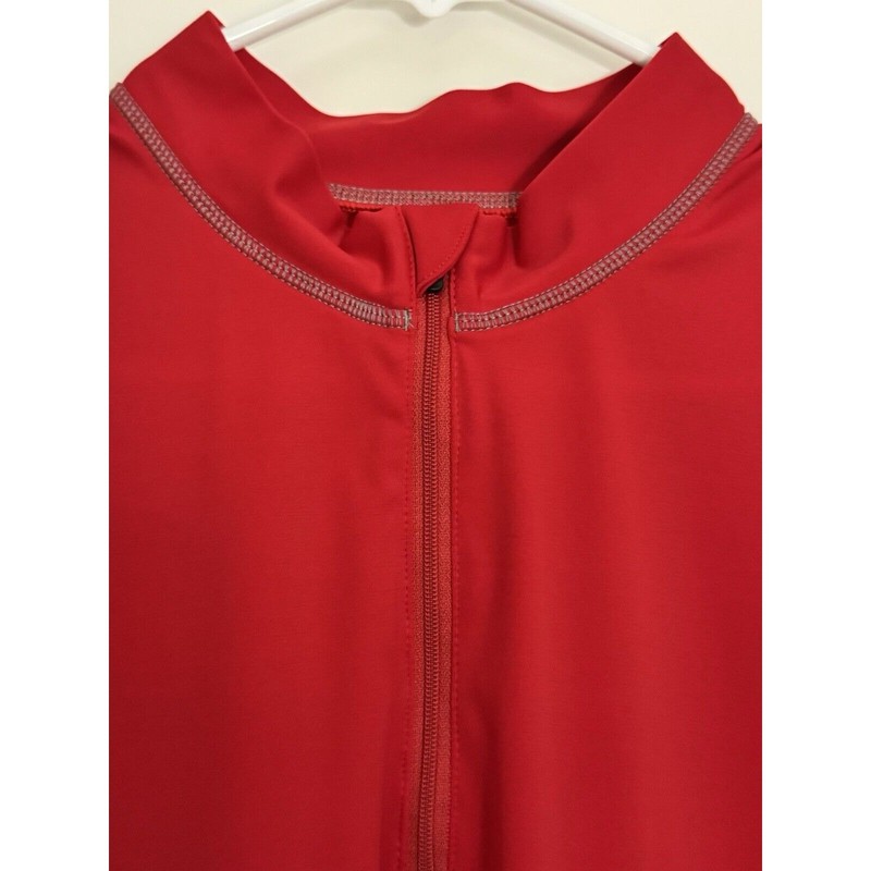 Lands End Performance Shirt Mens L Large Red Gray Quarter Zip Sweat Wicking gallery