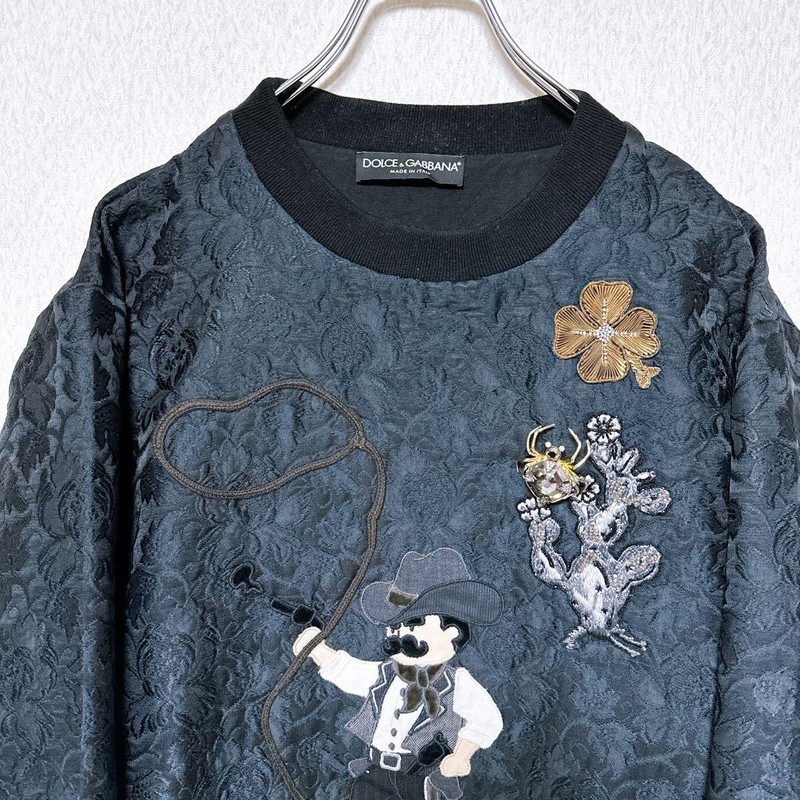 DOLCE & GABBANA 3D Cowboy Lasso Embroidery Floral Jacquard Sweatshirt Italy 48 gallery