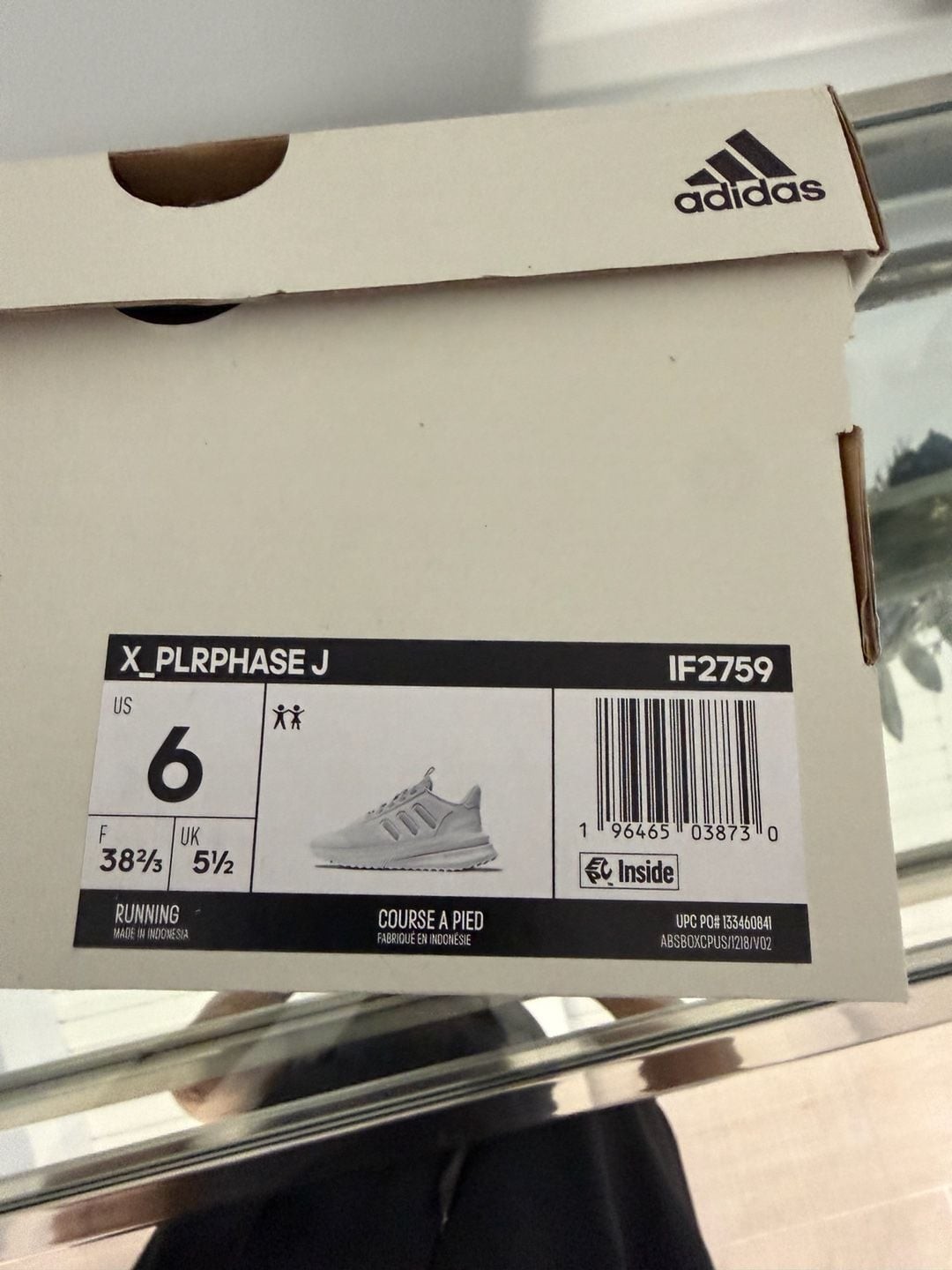 Adidas X_PLRPHASE J Kids' Running Shoes, Cloud White, Size US 6 (IF2759) gallery