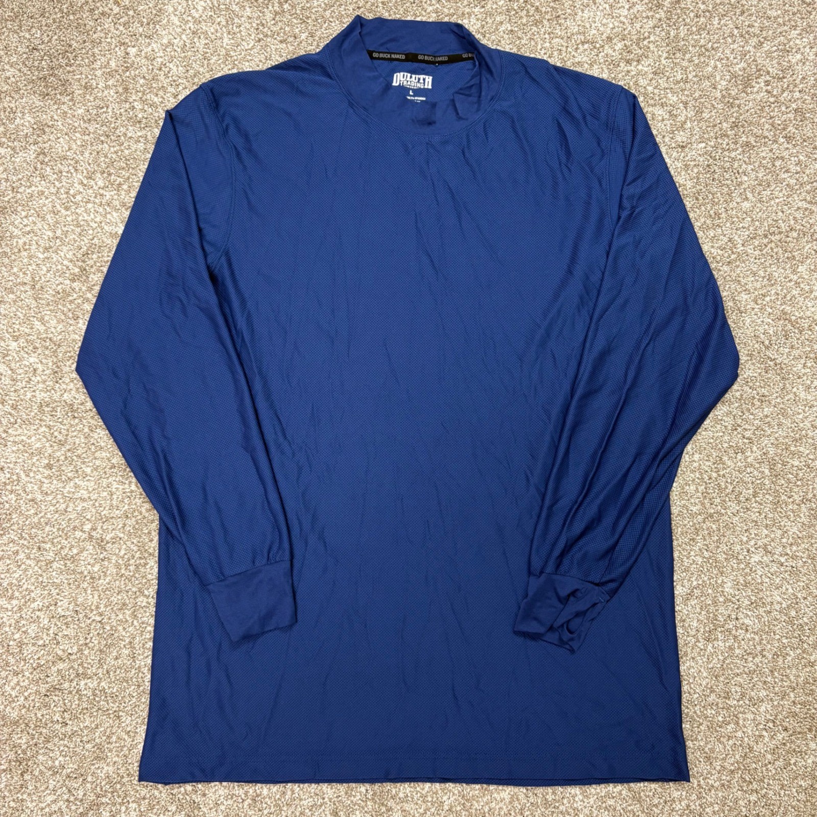 Duluth Trading Shirt Mens Large Go Buck Naked Base Layer Mock Neck Blue L/S gallery