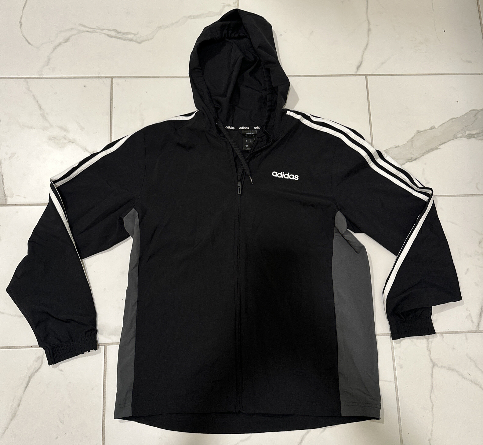 Adidas Climalite Full Zip Front Pockets Windbreaker With Hood Size Medium GC gallery