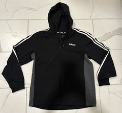 Adidas Climalite Full Zip Front Pockets Windbreaker With Hood Size Medium GC