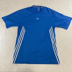 Adidas Shirt Mens Large Blue Logo Short Sleeve Crewneck Active 360 Gym Workout