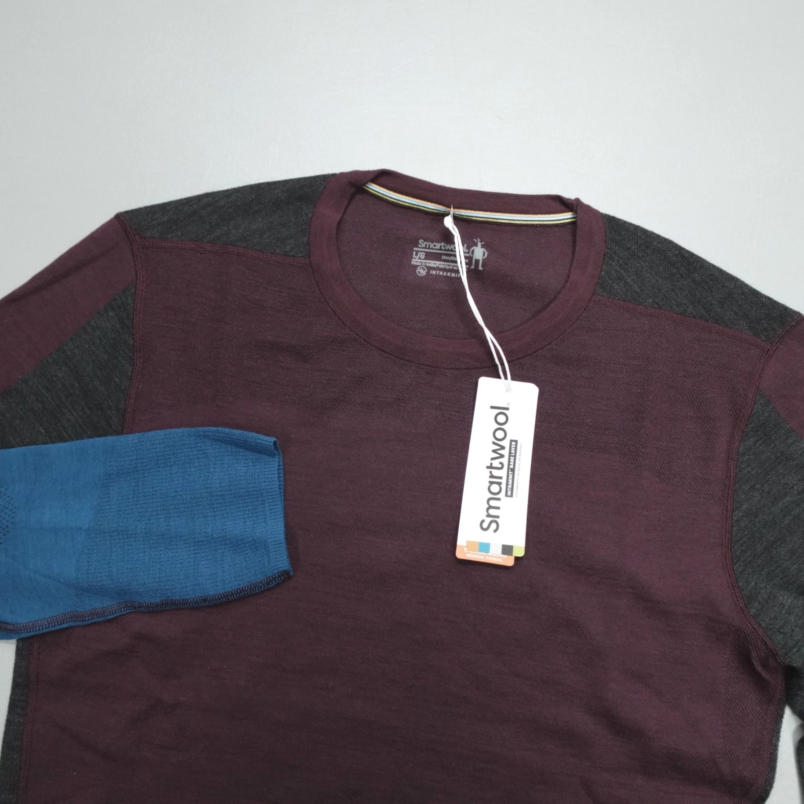 Smartwool Intraknit Thermal Merino Base Layer Shirt Men's Size L Crew Purple gallery