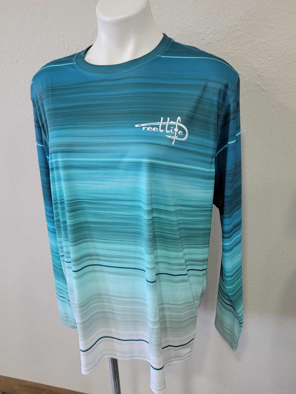 Reel Life Fish Performance Shirt Mens Large Green Long Sleeve Crew Neck Pullover gallery