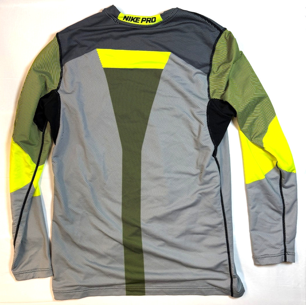Nike Pro Hyperwarm Aeroloft Light Grey & Yellow Training Top Men’s Size M gallery