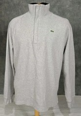 Vintage Y2K LACOSTE Men 1/4 Zip Sweater Size 6 Gray Long Sleeve Pullover Logo