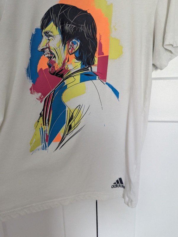 Adidas Vintage LIONEL MESSI GRAPHIC TEE FAN Print Jersey soccer Shirt Mens sz L gallery