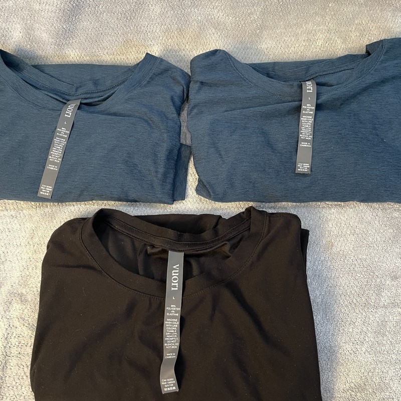 Vuori Strato Tech Tee black and blue lot of 3 Mens Size L gallery