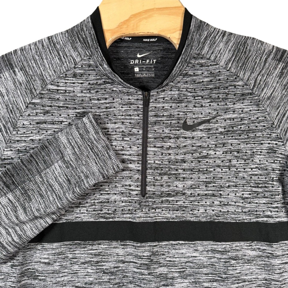 Nike Golf Blade Collar 1/4 Zip Pullover Mens Large Grey Dri-Fit Long Sleeve