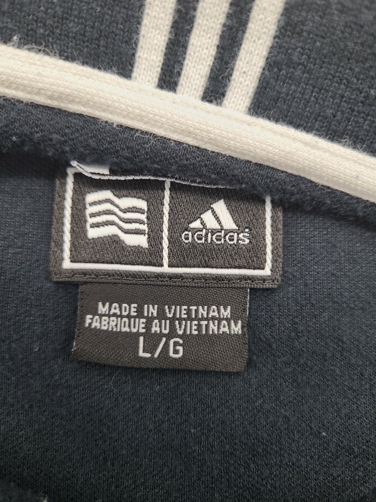 Adidas Size Large Climalite Navy Blue And White Stripe Polo Top gallery
