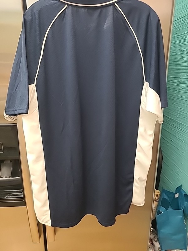 REEBOK Hydromove Men's Pullover Shirt Short Sleeve Navy Blue White Size Large gallery