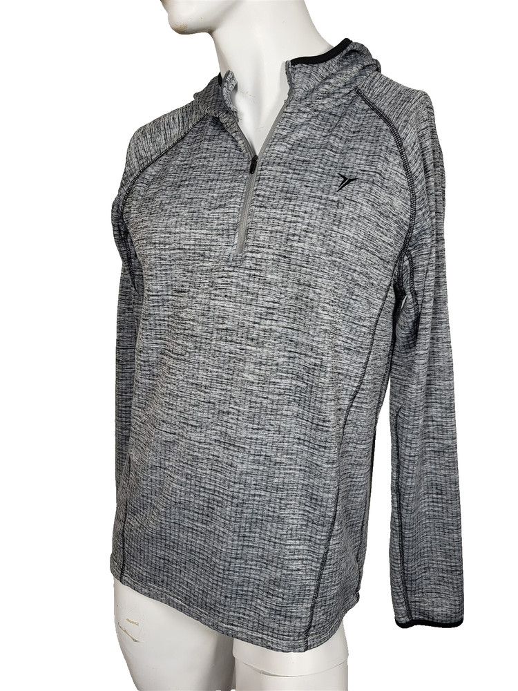 OLD NAVY Active Stretch Tech Fleece-Lined 1/4 Zip Hoodie Pullover sz L Gray