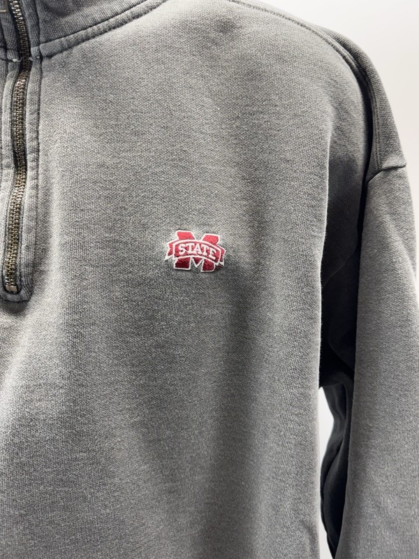 Mississippi State 1/4 Zip MSU Gray Pullover Size Men’s X-Large see Stain Pic gallery