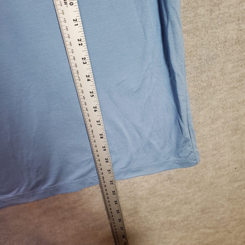 Speedo Men Button Up Shirt 2XL Blue Striped UPF 50+ Block The Burn Crew Neck Tee gallery