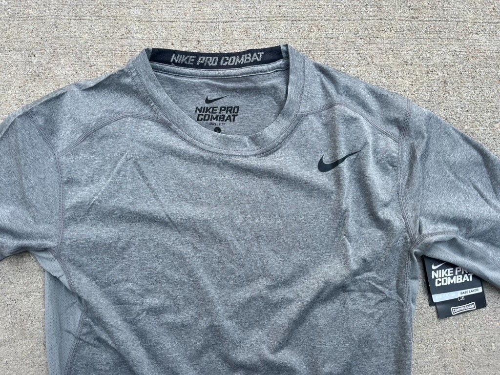 Nike Pro Combat Dri-Fit Performance Compression Grey Long Sleeve Shirt Size L gallery