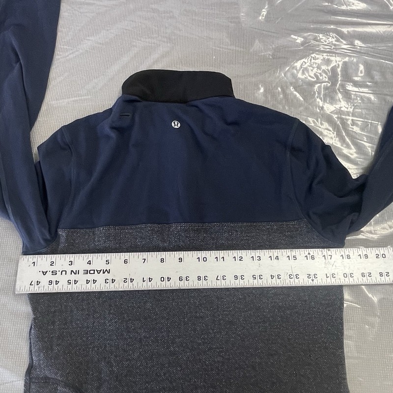 Lululemon Sprint 1/4 Zip Pullover Men' Blue Grey Herringbone Performance Top Sm. gallery