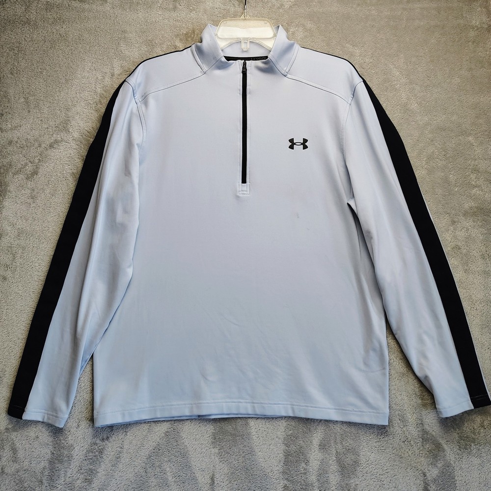 Under Armour Men's MD Loose Fit 1/4 Zip Pullover Activewear Top Blue Black Golf
