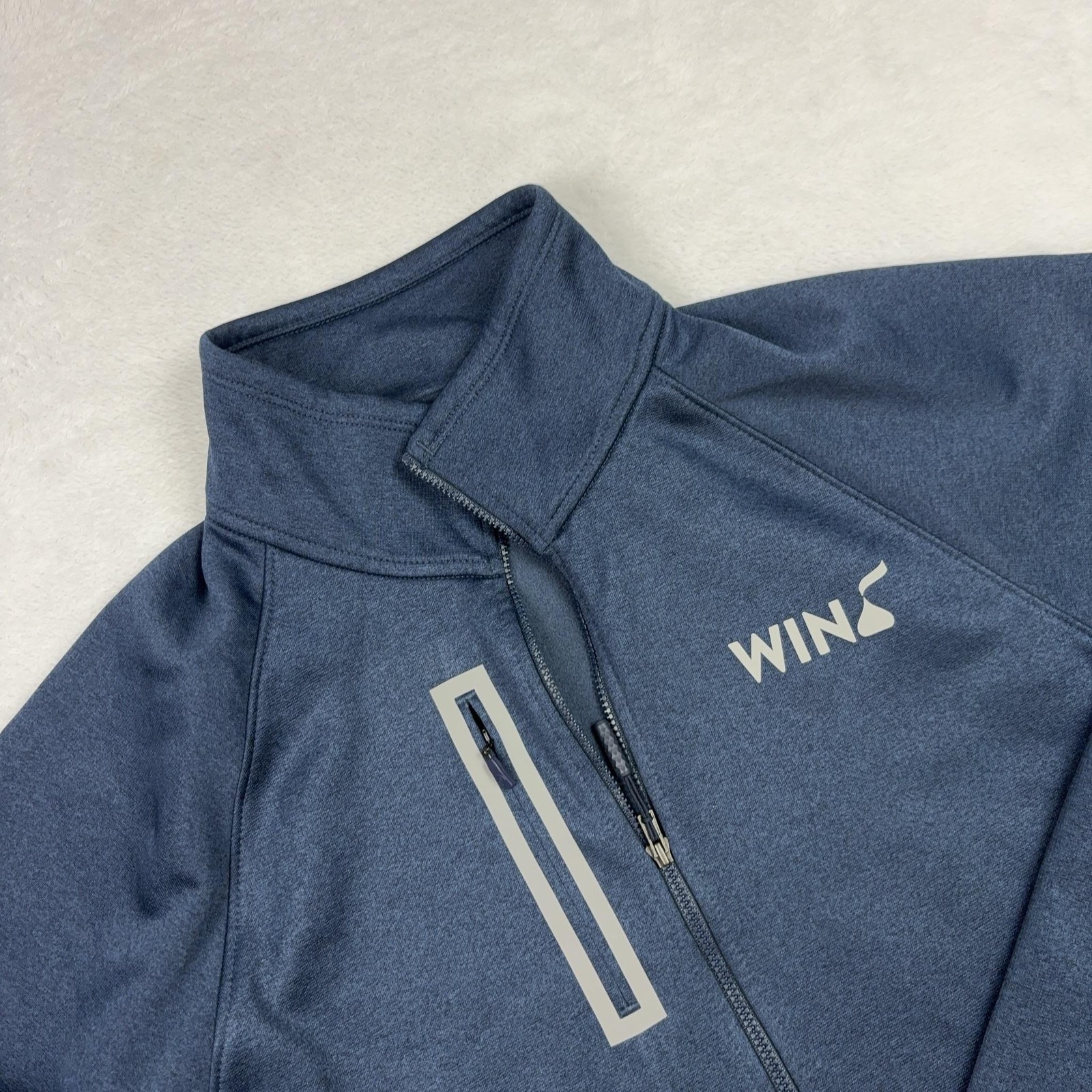 The North Face Full Zip Fleece Jacket Men S Blue Mock Neck Pockets Logo WIN gallery