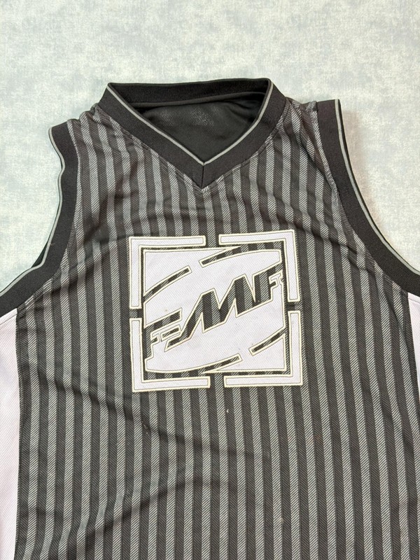 FMF Tank Top Mens Small Gray Stripe Mesh Motocross Jersey Athletic Racing gallery