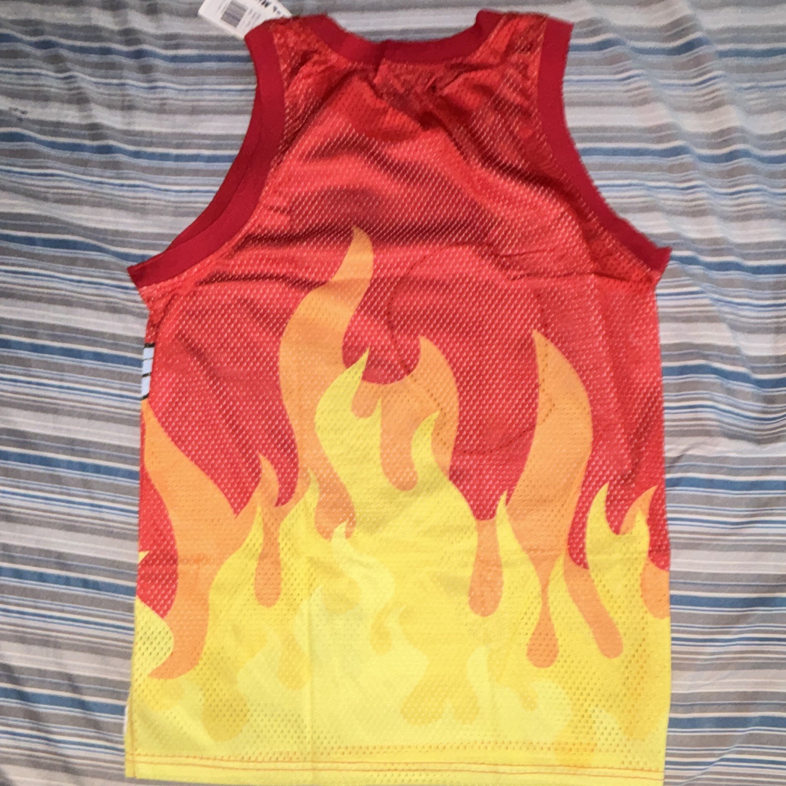 Rebel Minds Mens M Jersey Red With Flames Masked Skeleton “No Music” gallery