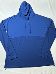 Fabletics Men’s XXL Performance Hoodie Blue Two-Tone Long Sleeve Athletic Top