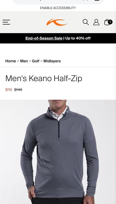 KJUS Pullover Men Medium Keano Half Zip Sweatshirt UPF 50 Golf Sandpiper Gray gallery