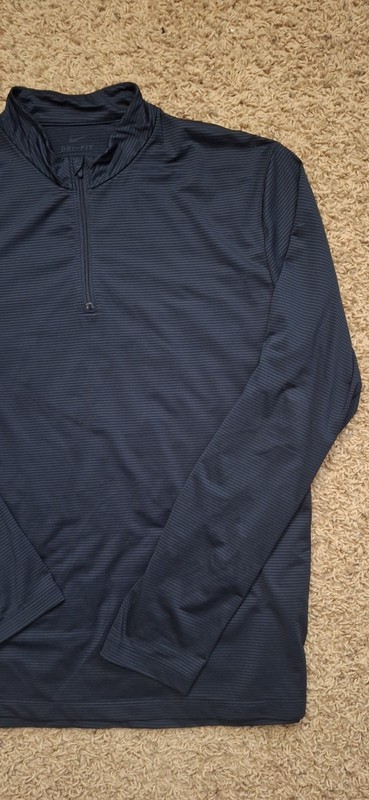 Nike Golf Dri Fit Standard Fit MENS LARGE Navy Blue 1/4 Zip Pullover Gym Stretch gallery