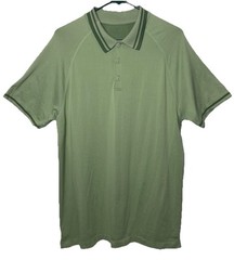 Fabletics Training Day Tipped Polo Thyme Green Men’s Large Athletic Shirt