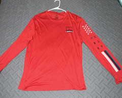 Hurley Men’s Red Long Sleeve Graphic Print Pullover T-Shirt Logo Stars Stripes M