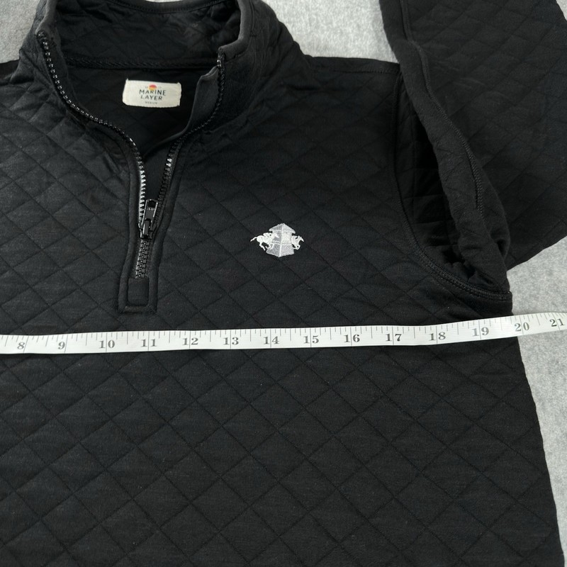 Marine Layer Corbet Quarter Zip Pullover Fleece Black M gallery