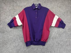 Vintage Cortiva Pullover Mens Small Purple Maroon White 80s 90s Colorblock Retro