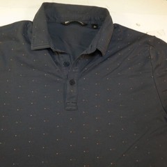 TRAVIS MATHEW 3 BUTTON GOLFING GOLF POLO SHIRT Mens L Polka Dot Blue