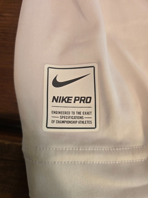 Nike Pro Compression Shirt Built-in Protective Pads Dri-Fit White Crew Large gallery
