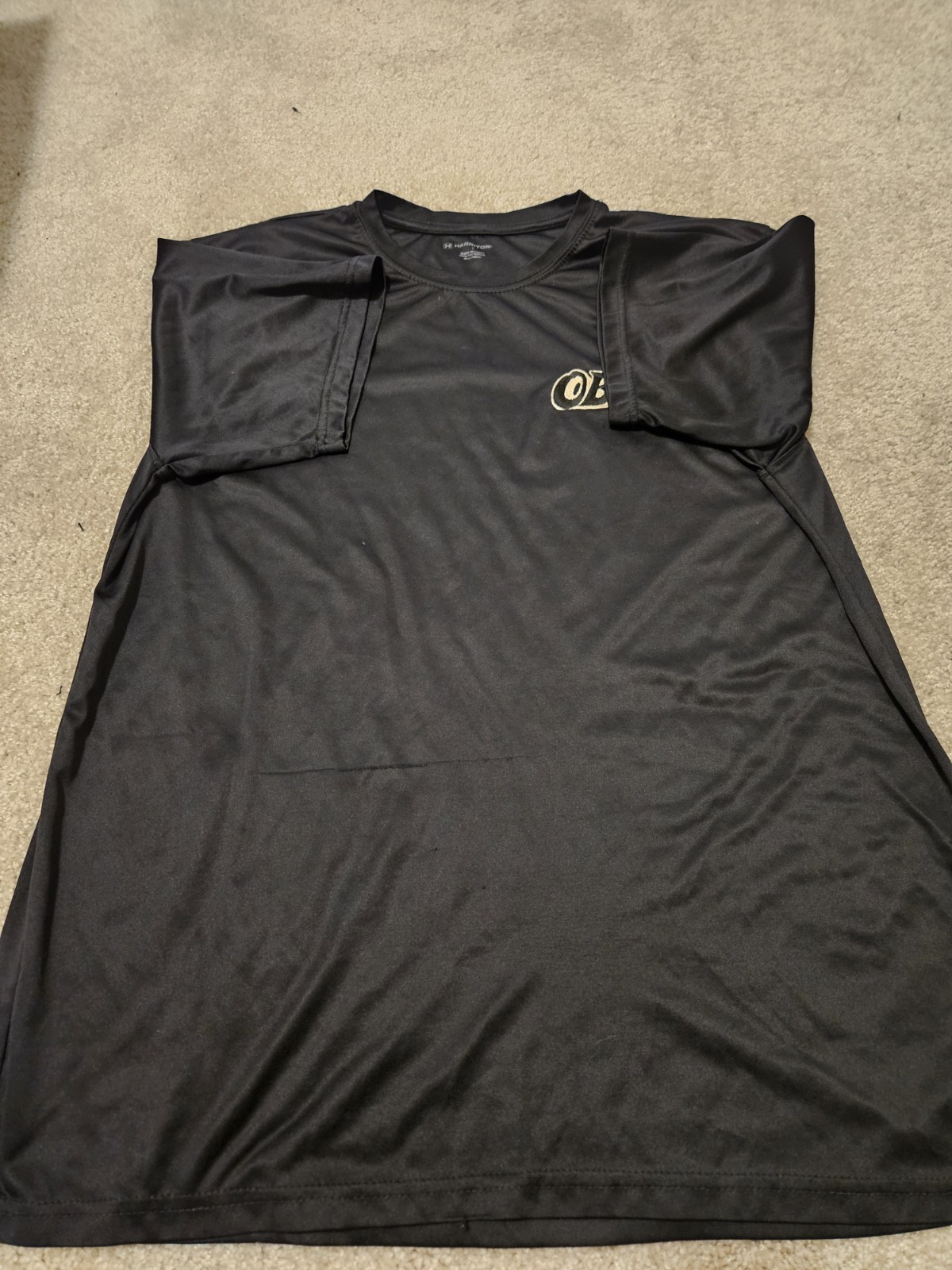 Harriton Men's L Black Polyester Regular Fit Crew Neck Raglan T-Shirt Obie's gallery