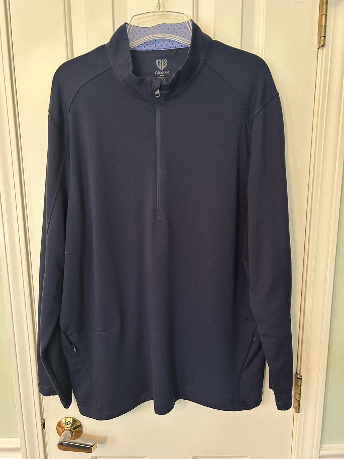 Graham Luxe Porter 1/4 Zip L/S Pullover Mens XL Navy Blue Performance Golf NWOT gallery