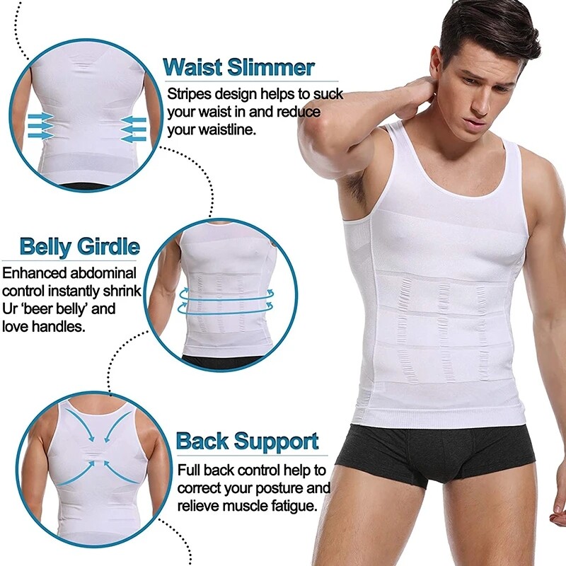 Mens Compression Shirt Sleeveless Body Shaper Base Layer Slim Tank Top Vest US gallery