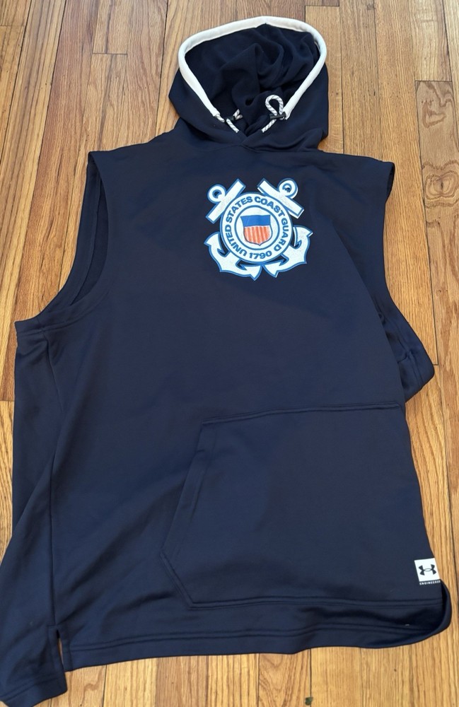 NWT Under Armour Sleeveless Performance Hoodie UNITED STATES COAST GUARD 2XL
