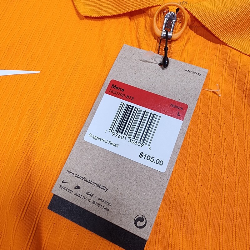 Nike Court 1/4 Zip Tennis Polo Shirt Orange Mens Size L New HQ0792-873 gallery