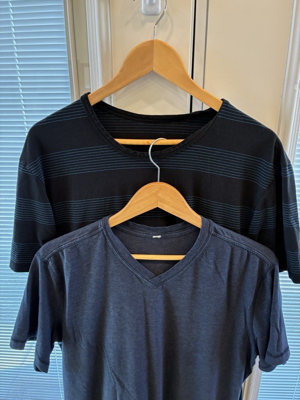 LULULEMON- Two- 5 Year Basic V-Neck Tees Soft Vitasea. Striped & Blue XL EUC gallery