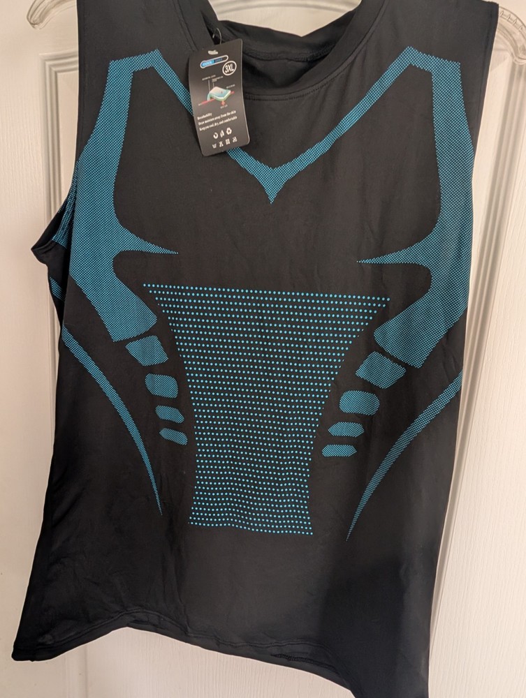 CoolMax Quick Dry Lightweight Men's Compression Shirt 3XL Black Blue