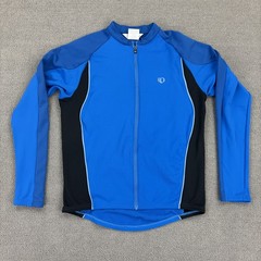 Pearl Izumi Cycling Jersey Blue Black Full Zip Long Sleeve Men’s Sz Large