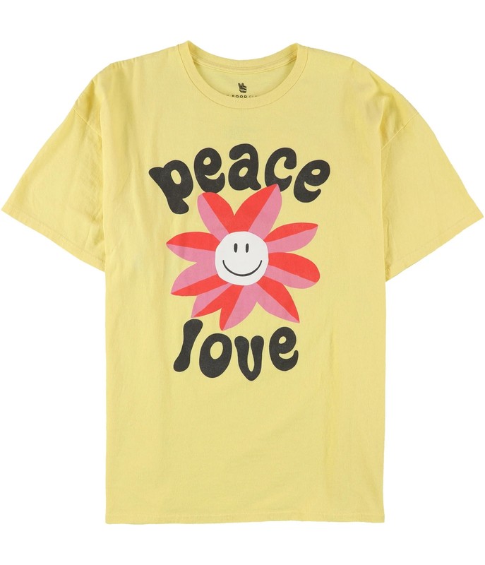 Junk Food Mens Peace Love Flower Graphic T-Shirt, yellow, S gallery