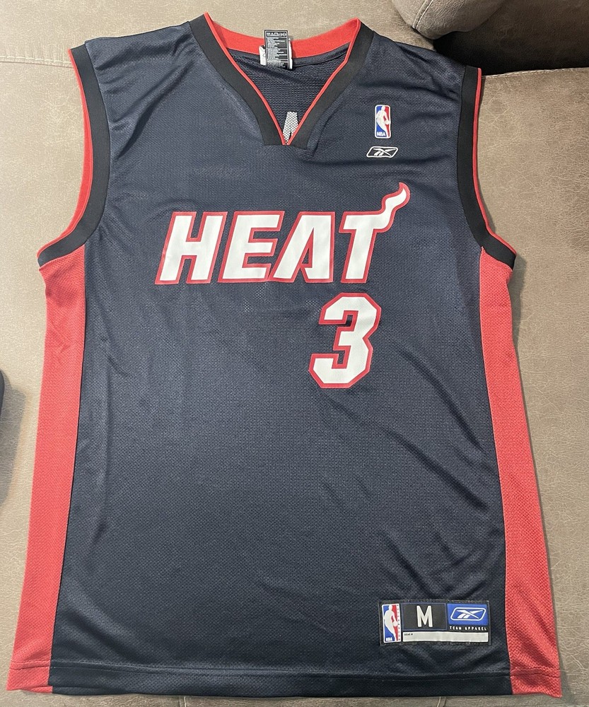 Reebok Miami Heat Dwayne Wade #3 NBA Jersey Sleeveless Black Mens Size M