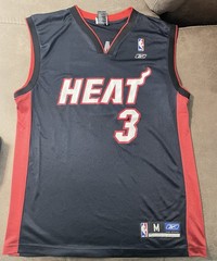 Reebok Miami Heat Dwayne Wade #3 NBA Jersey Sleeveless Black Mens Size M