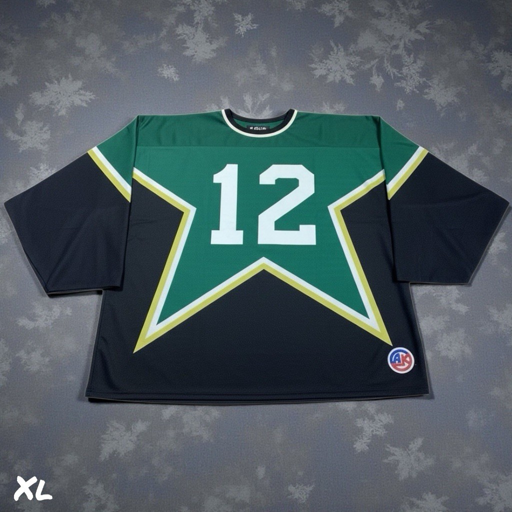 VTG Athletic Knit Hockey Jersey Mens XL Banknorth Green Black Star 12 Canada gallery