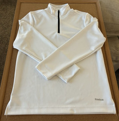 Reebok Men’s White 1/4 Zip Mock Neck Long Sleeve Polyester Active Tee M